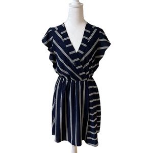 Lily Rain dress, size large, navy with white stripes